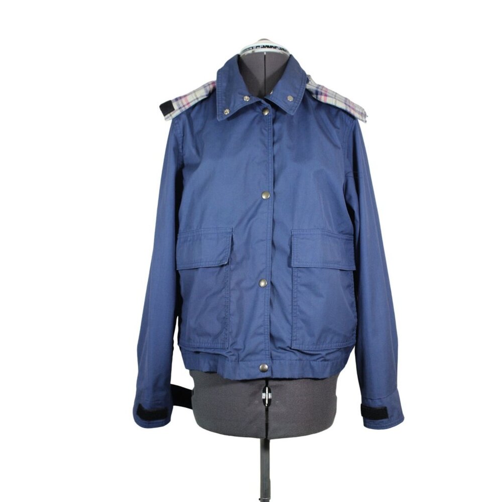 Eddie Bauer women's vintage retro full zip plaid lined hooded windbreaker jacket